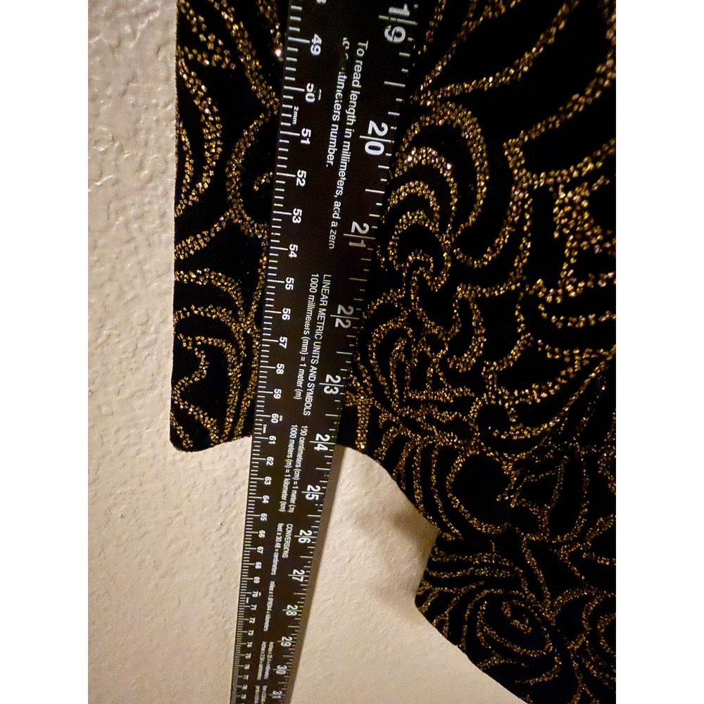 MSK Women Plus 1X Black Gold Glitter Velvet Jacket Heart Toggle Mandarin Collar - Picture 6 of 8